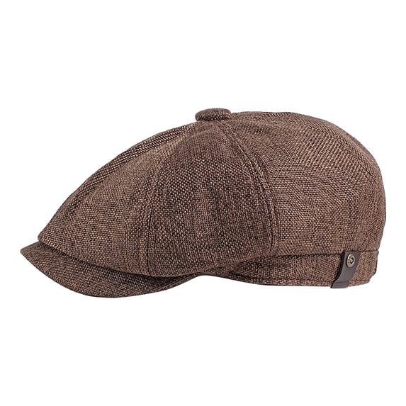 Ljudmp Vintage Octagonal Acrylic Fiber Newsboy Cap for Men Women Painter Hat Classic Vintage Cabbie Hat Elastic Flat Beret Cap Coffee