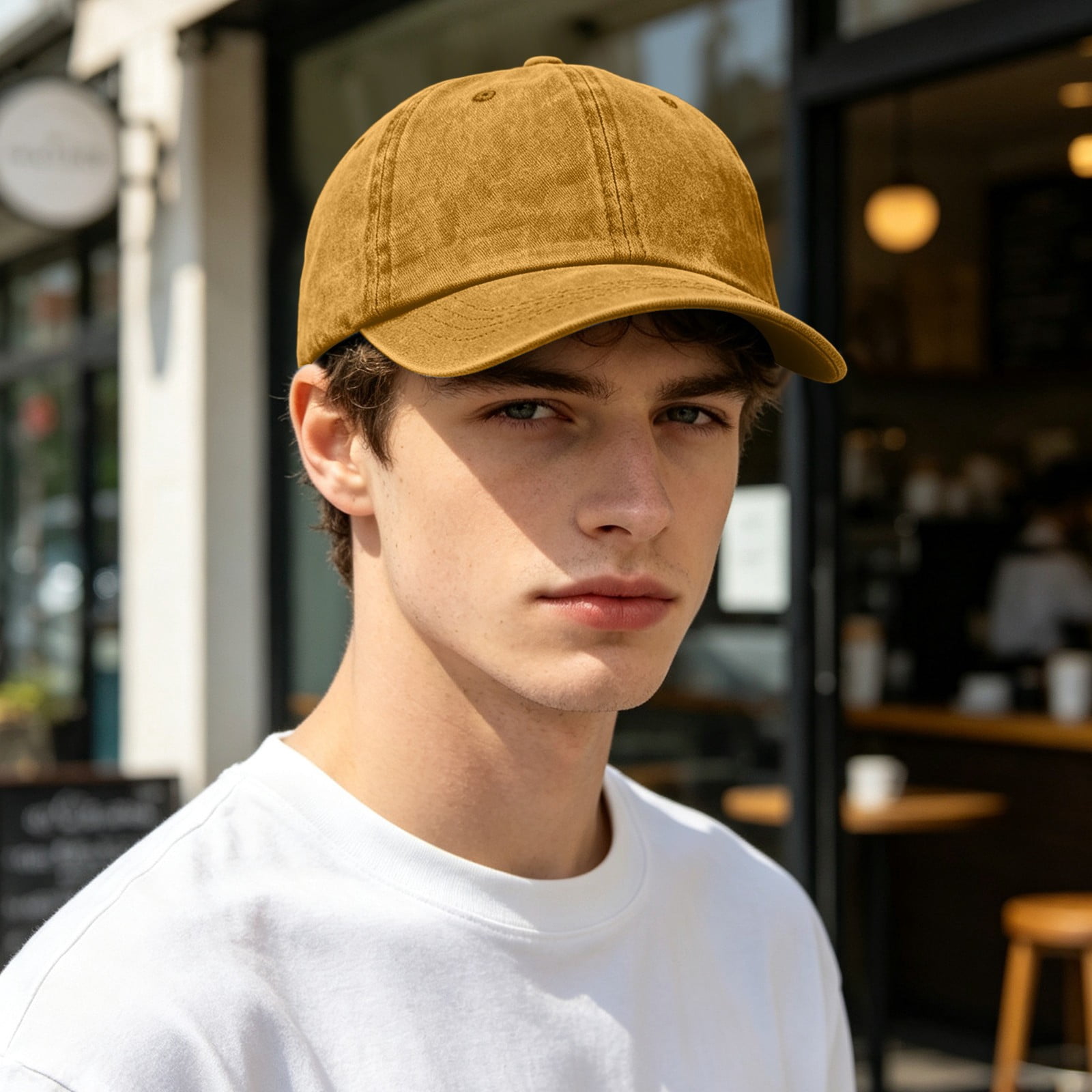 Ljudmp Washed Cotton Baseball Cap For Men Women Adjustable Back Strap ...