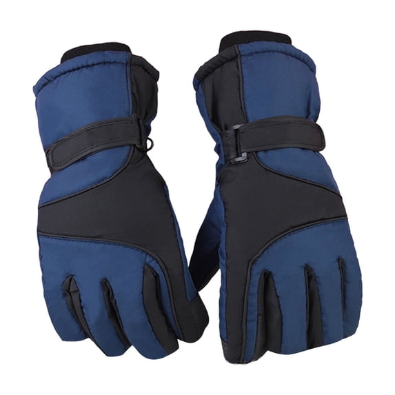 Ljudmp Waterproof Winter Ski Gloves for Men Women Thermal Fleece Lined Windproof Snow Gloves with Adjustable Wrist Strap for Skiing Cycling Outdoor Dark Blue
