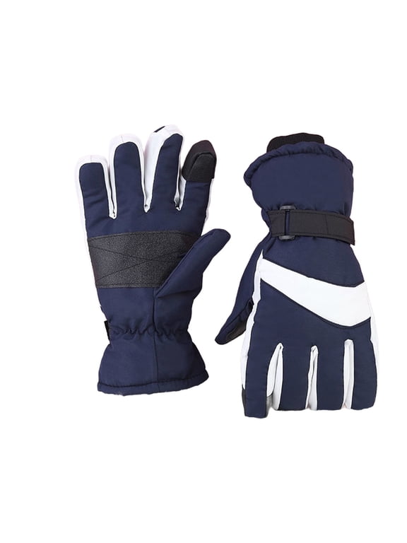 Waterproof Winter Ski Gloves for Men Women Thermal Fleece Lined Windproof Snow Gloves with Adjustable Wrist Strap for Skiing Cycling Outdoor Navy2