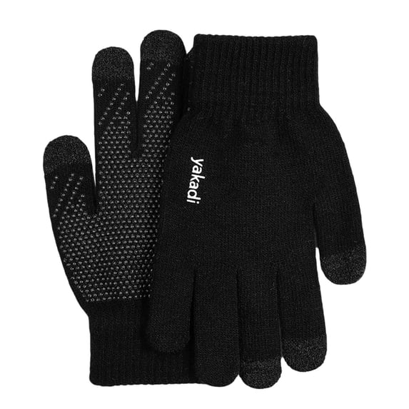 Ljudmp Winter Knitted Gloves for Men Women Touch Screen Cold Weather Thermal Warm Knit Glove for Running Driving Hiking Black