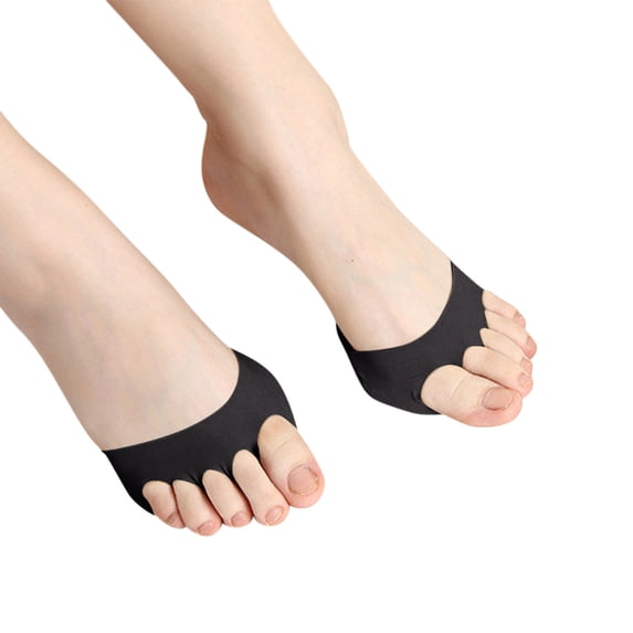 Ljudmp Women's 1 Pair Non-Slip Forefoot Half-Toe Socks Reusable Invisible Liner Pads for High Heels Sandals Black