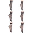 thumbnail image 1 of Ljudmp Women's 6 Pairs Lace Ankle Ruffle Socks Cute Sheer Mesh Fishnet Thin Nylon Crew Socks Breathable Mid Tube Socks,Size 4-10 A2 Black 6x, 1 of 6