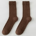 thumbnail image 1 of Ljudmp Women's Chunky Cable Knit Crew Socks Retro Diamond Pattern Winter Warm Socks Cold Weather Soft Mid-Calf Thermal Thick Socks Coffee, 1 of 2