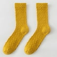 thumbnail image 1 of Ljudmp Women's Chunky Cable Knit Crew Socks Retro Diamond Pattern Winter Warm Socks Cold Weather Soft Mid-Calf Thermal Thick Socks Yellow, 1 of 5