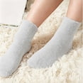 thumbnail image 1 of Ljudmp Women's Coral Velvet Fuzzy Fluffy Cozy Slipper Socks Winter Warm Soft Crew Mid Tube Socks Plain Color Plush Home Sleeping Socks Grey, 1 of 6