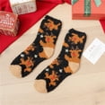 thumbnail image 1 of Ljudmp Women's Crew Socks Cute Warm Plush Soft Christmas Graphic Print Socks Winter Fluffy Lounge Slipper Socks Black, 1 of 2