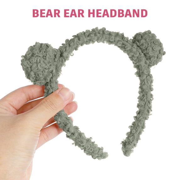 Ljudmp Women's Cute Bear Ear Headband Make Up Hairband Soft Fluffy Hair Hoop Hair Wrap for Skin Care Face Washing Light Green