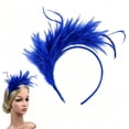 thumbnail image 1 of Ljudmp Women's Feather Headband 20s 50s Flapper Fancy Fascinator Hairband Tea Party Cocktail Wedding Party Headwear Hair Accessories Blue, 1 of 7