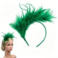 thumbnail image 1 of Ljudmp Women's Feather Headband 20s 50s Flapper Fancy Fascinator Hairband Tea Party Cocktail Wedding Party Headwear Hair Accessories Green, 1 of 7