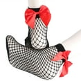 thumbnail image 1 of Ljudmp Women's Fish Net Bowknot Crew Socks Mesh Stretchy See Through Socks Nylon Fishnet Daily Party Role-Playing Wear Socks Red, 1 of 2