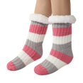 thumbnail image 1 of Ljudmp Women's Fleece Lined Cuffed Winter Mid Tube Socks Winter Thickened Warm Fuzzy Knit Crew Socks Striped Cozy Thermal Sleep Socks Hot Pink, 1 of 6