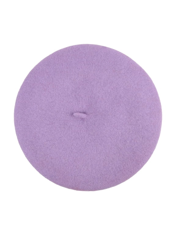 Women's French Beret Hats Classic Foldable Winter Beanie Cap Plain Color Classic Artist Cap Brimless Hats Lilac