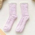 thumbnail image 1 of Ljudmp Women's Fuzzy Crew Socks Cozy Soft Fluffy Cute Slipper Socks Sleeping Warm Mid Tube Socks Christmas Gift Purple, 1 of 2