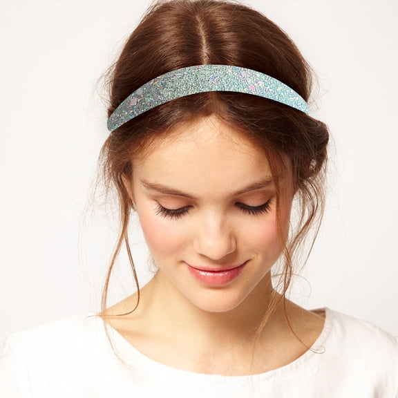 Ljudmp Women's Glitter Sequins Headbands Sparkly Hard Hairbands For Girls Non Slip Bling Hair Hoop Headwrap Hair Accessories Blue