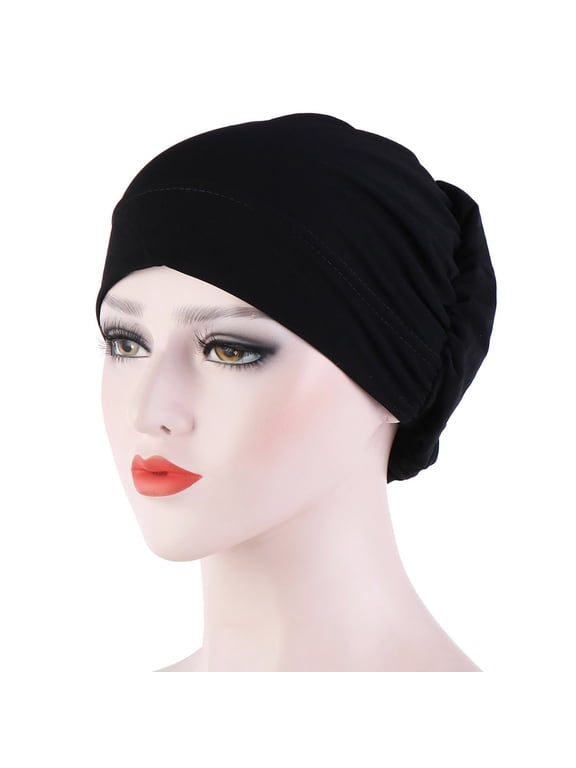 Women's Head Wraps Cancer Headwear for Chemo Cold Cap for Chemotherapy Hijab Stretchy Turban Headscarf Medical Headwear Black