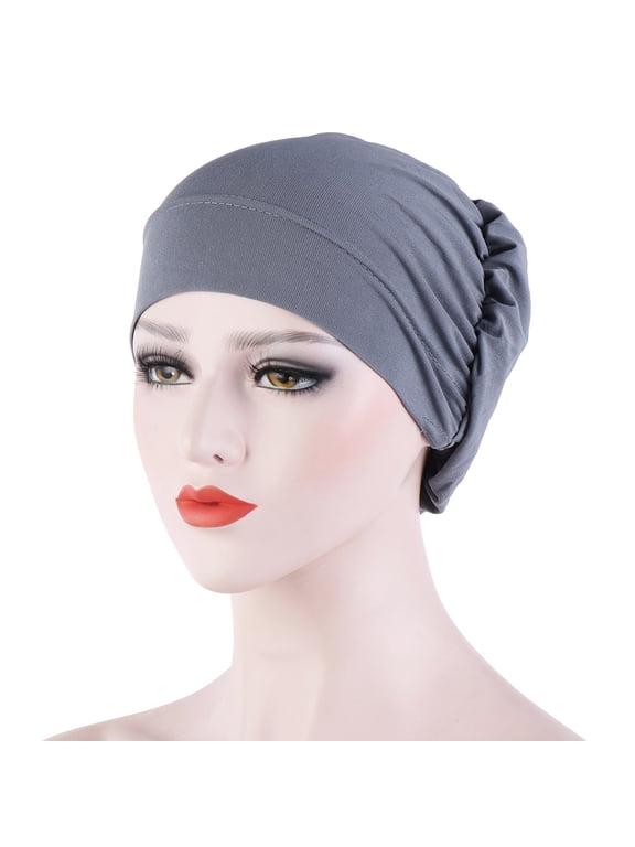Women's Head Wraps Cancer Headwear for Chemo Cold Cap for Chemotherapy Hijab Stretchy Turban Headscarf Medical Headwear Grey