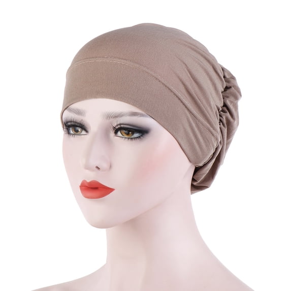 Ljudmp Women's Head Wraps Cancer Headwear for Chemo Cold Cap for Chemotherapy Hijab Stretchy Turban Headscarf Medical Headwear Khaki