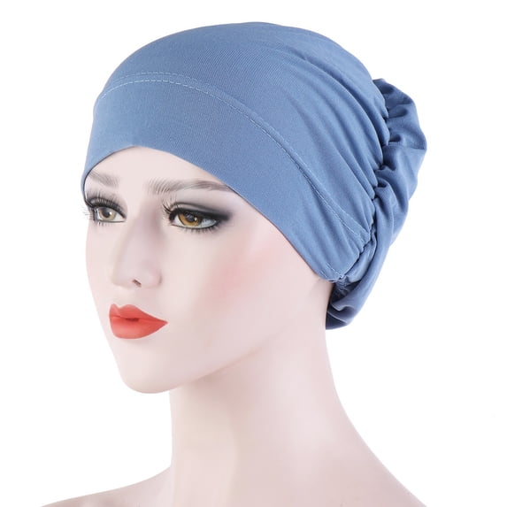 Ljudmp Women's Head Wraps Cancer Headwear for Chemo Cold Cap for Chemotherapy Hijab Stretchy Turban Headscarf Medical Headwear Light Blue