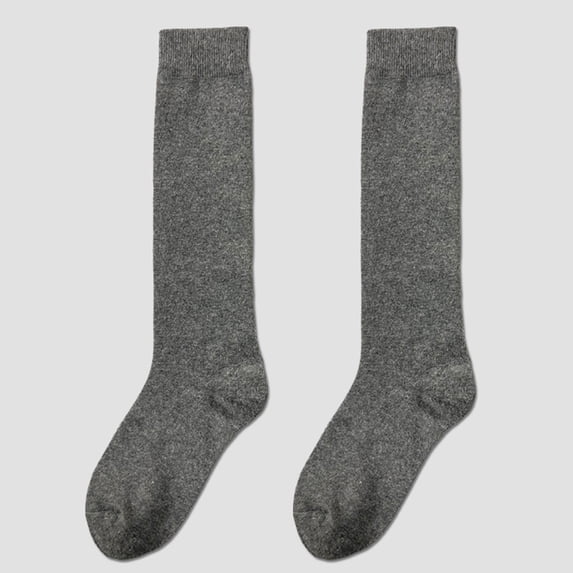 Ljudmp Women's Knee High Socks Seamless Cotton School Uniform Stockings Stay-up Cuffs Stretchy Tights Boot Socks Dark Gray