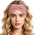 thumbnail image 1 of Ljudmp Women's Men's Extra Wide Headbands Soft Turban Twist Headband Stretchy Non Slip Workout Yoga Hair Band Pink, 1 of 5