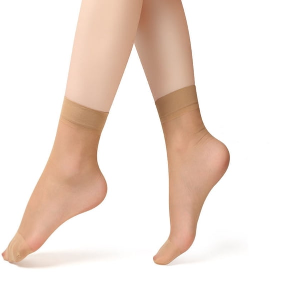 Ljudmp Women's Nylon Sheer Crew Socks Stretchy See Through Socks Daily Party Business Wear Mid Tube Thin Socks Khaki