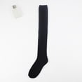 thumbnail image 1 of Ljudmp Women's Plain Color Over-the-Knee Cotton Socks Stretch Thigh-High Stockings Ribbed Knit Long Tube Socks for Boots Casual Dress Black, 1 of 2