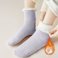 thumbnail image 1 of Ljudmp Women's Plush Lined Cuffed Mid Calf Cotton Socks Winter Warm Socks Thickened Crew Socks Cozy Fluffy Home Sleeping Floor Socks Light Blue, 1 of 2