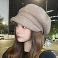 thumbnail image 1 of Ljudmp Women's Retro Newsboy Cap Cute Vintage Baker Boy Hat Fall Winter Casual Cabbie Hat Foldable Wide Trim Painter Hat Khaki, 1 of 6
