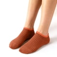 thumbnail image 1 of Ljudmp Women's Ribbed Knit Low-Cut Ankle Socks Soft Breathable Stretch No Show Socks Casual Cotton Socks for Sneakers Loafers Boat Brick Red, 1 of 4