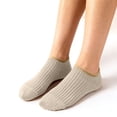 thumbnail image 1 of Ljudmp Women's Ribbed Knit Low-Cut Ankle Socks Soft Breathable Stretch No Show Socks Casual Cotton Socks for Sneakers Loafers Boat Khaki, 1 of 4