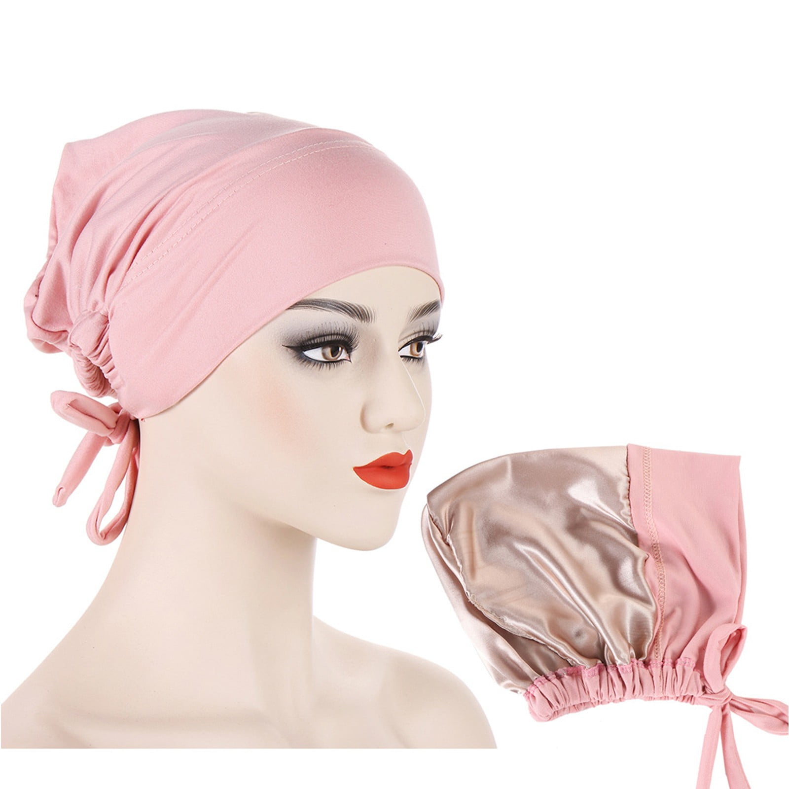 Small Muslim Cap Ljudmp Women's Turban Hat with Drawstring Strap Stretchy India Hat ...