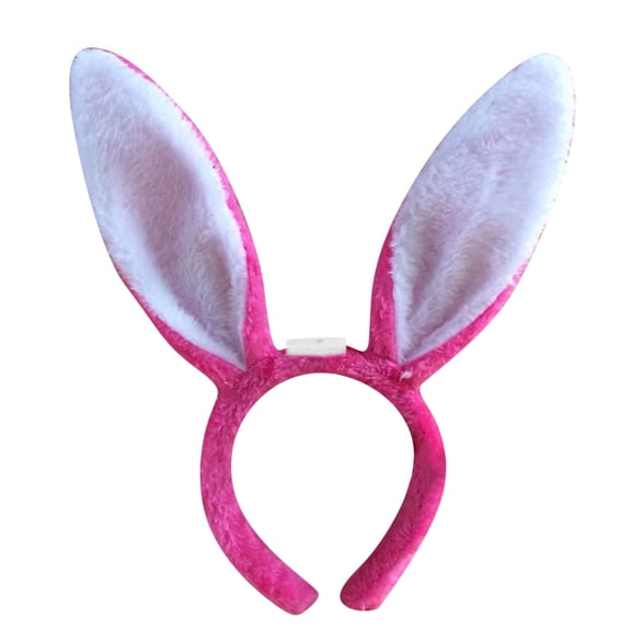 Ljudmp Womens Bunny Ear LED Headbands Rabbit Ear Plush Hair Bands Cute Ears Fuzzy Hair Hoop Hair Accessories Holiday Party Gift Hot Pink