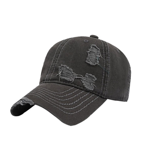 Ljudmp Womens Classic Vintage Distressed Baseball Cap Hat Sun Protection Hats Wide Brim Hat Adjustable Back Strap Caps Washed Cotton Sun Cap Grey