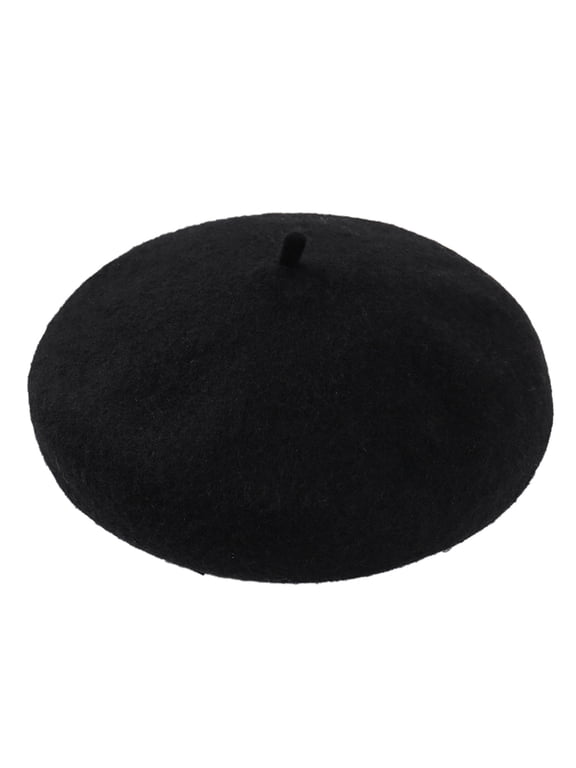 Womens French Beret Hats Plain Color Classic Beanie Adjustable Autumn Winter Cap Stretch Dome Hat Brimless Hats Black