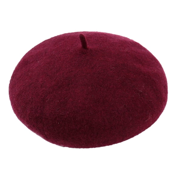 Ljudmp Womens French Beret Hats Plain Color Classic Beanie Adjustable Autumn Winter Cap Stretch Dome Hat Brimless Hats Wine Red