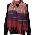 thumbnail image 1 of Ljudmp Womens High End Scarves For Autumn Winter Fringed Plaid Scarf Warm Large Blanket Wrap Shawl Scarves Cold Proof Color Block Neck Warmer Head Scarf Wine, 1 of 4