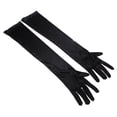 thumbnail image 1 of Ljudmp Womens Long Satin Opera Gloves Stretch Elbow Length Full Finger Formal Gloves for Wedding Bride Evening Party Black, 1 of 4