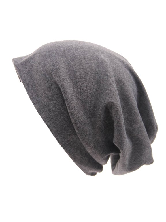 Womens Mens Casual Slouchy Beanie Hat Soft Lightweight Baggy Slouch Skull Caps Plain Color Knitted Cotton Brimless Hats Grey