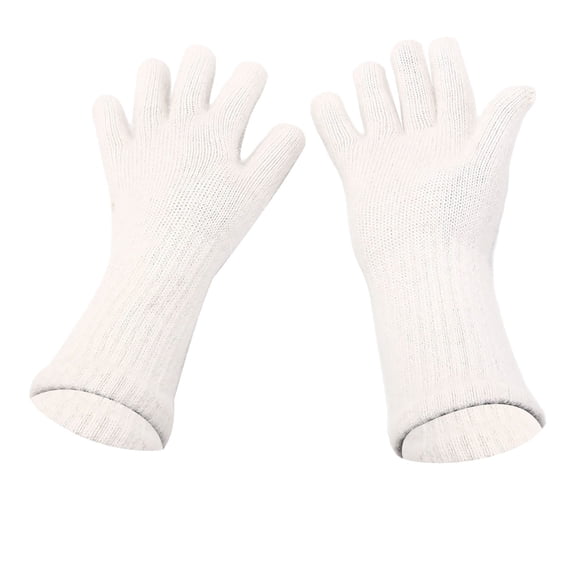Ljudmp Womens Mens Knitted Extended Gloves Fleece Lined Mitten Gloves Elastic Cuff Winter Thermal Warm Mittens for Cold Weather White