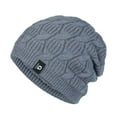 thumbnail image 1 of Ljudmp Womens Mens Slouchy Chunky Cable Knit Fleece Lined Beanie Hat Stretch Oversized Brimless Hat Winter Thick Casual Daily Skull Cap Grey, 1 of 6
