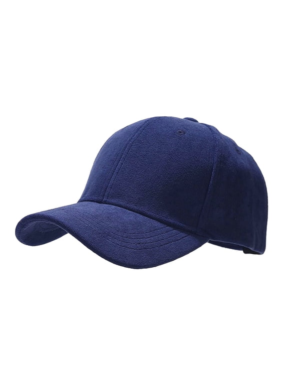 Womens Mens Suede Soft Baseball Cap Curved Brim Baseball Hat Unisex Adjustable Back Strap Outdoor Sports Sunscreen Cap Navy