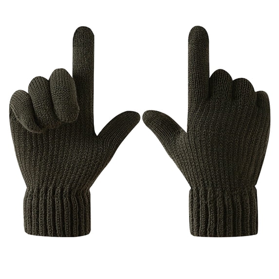Ljudmp Womens Mens Touch Screen Knitted Winter Gloves Fleece Lined Thermal Warm Stretch Rib Cuff Texting Gloves for Outdoor Cycling Skiing Army Green