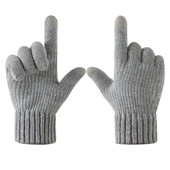 Ljudmp Womens Mens Touch Screen Knitted Winter Gloves Fleece Lined Thermal Warm Stretch Rib Cuff Texting Gloves for Outdoor Cycling Skiing Grey