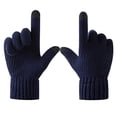 thumbnail image 1 of Ljudmp Womens Mens Touch Screen Knitted Winter Gloves Fleece Lined Thermal Warm Stretch Rib Cuff Texting Gloves for Outdoor Cycling Skiing Navy, 1 of 3