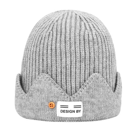 Ljudmp Womens Mens Vertical Rib Knit Beanie Hat Wave Scalloped Cuff Winter Skull Cap with Button Stretch Warm Cold Weather Jughead Hat Light Ashy