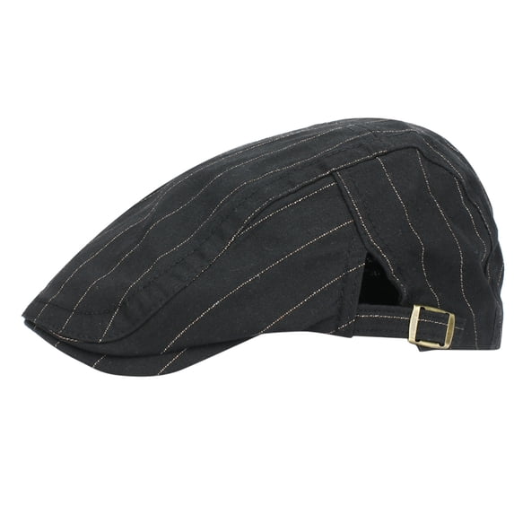 Ljudmp Womens Mens Vintage Stripe Flat Cap Adjustable Ivy Gatsby Newsboy Hat Classic Painter Hat Forward Hat Beret Hat Formal Streetwear Black