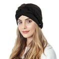 thumbnail image 1 of Ljudmp Womens Pre-Tied Braid Twisted Turban Hat Stylish Hair Wrap Muslim Hijab Elastic Bonnet Cap Soft Chemo Head Scarf Cover Black, 1 of 4