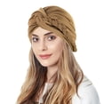 thumbnail image 1 of Ljudmp Womens Pre-Tied Braid Twisted Turban Hat Stylish Hair Wrap Muslim Hijab Elastic Bonnet Cap Soft Chemo Head Scarf Cover Khaki, 1 of 7