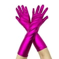 thumbnail image 1 of Ljudmp Womens Shiny Metallic Long Gloves Full Finger Opera Gloves for Rave Party Costume Performances Wedding Evening Prom Hot Pink, 1 of 5